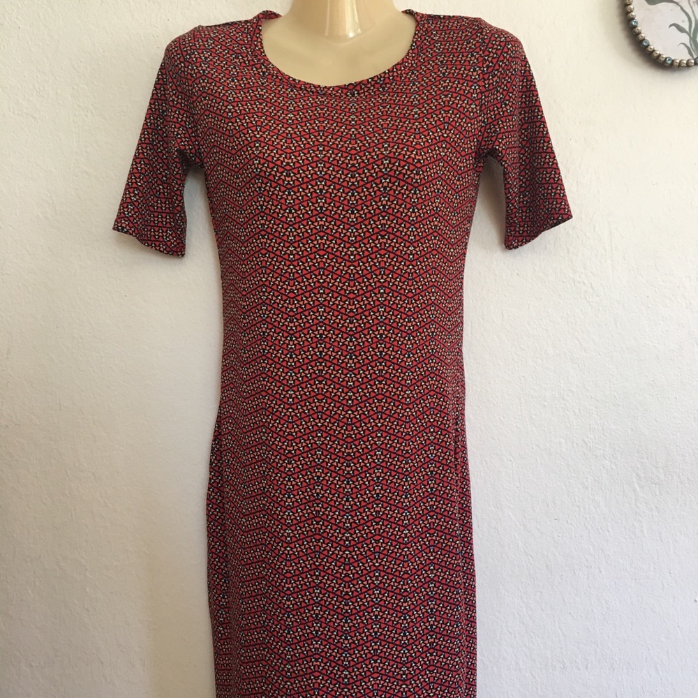 LuLaRoe Red Zig Zag Julia Dress